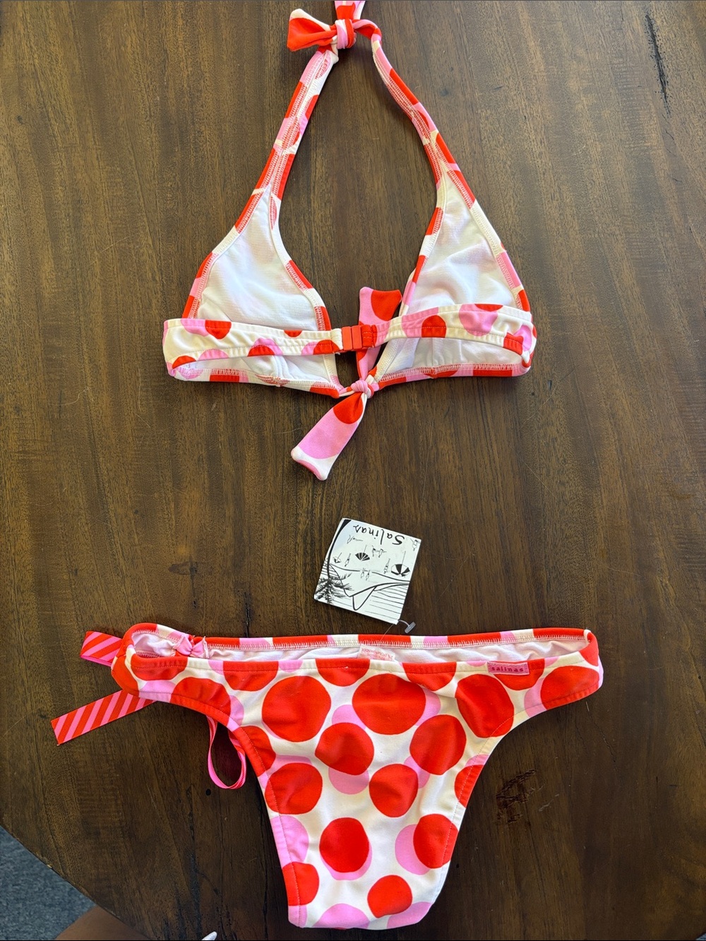 NWT RARE Salina’s set, Brazilian bottom and halter top. Polka dot print - Picture 2 of 4